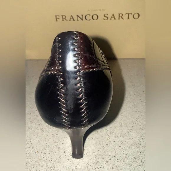 Franco Sarto Black and Brown Heels Croc Embossed Heel/Booties 💕 - Picture 8 of 10
